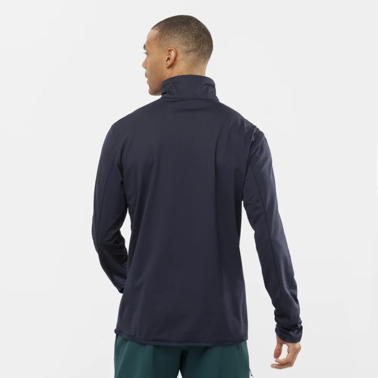 Navy Salomon Essential Lightwarm Half Zip Men's Sweatshirt | IE VQ0216